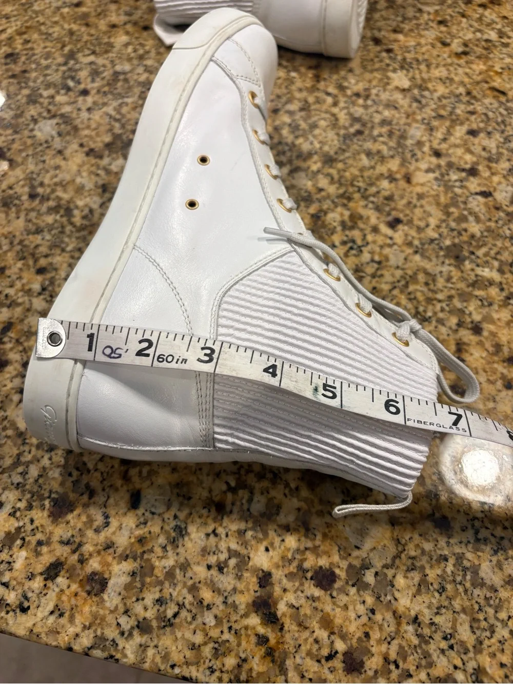 Gianvito Rossi White Leather Knit-Panelled High-Top Sneakers Size 38 US 8